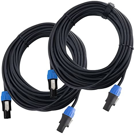 Pronomic pro-line BOXSP1-15 Lautsprecherkabel 2x 1,5 mm² - 1 Paar professionelle Boxenkabel für DJ & PA - Länge: 15 m - Stecker: 2-Pol Speakon-kompatibel - Spannzangen-Zugentlastung - Schwarz