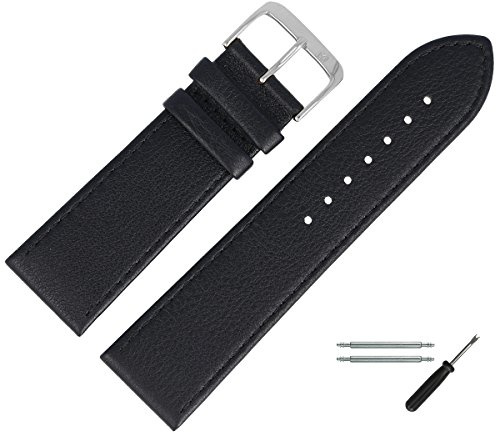 MARBURGER Uhrenarmband 24mm Leder Glatt Mit Naht - Werkzeug Montage Set 75924