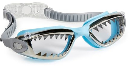 Bling2o Boys' Baby Blue Shark Teeth Swimming Goggles with UV Protection (Ages 5+ up) - Latex-Free, 100% Silicone Material - Includes Anti-Fog & UV Protection - Hard Protective Cover & Adjustable Strap