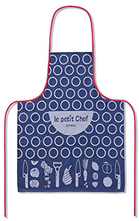 Opinel Küchenschürze für Kinder, Baumwolle, Blau/Rot, 53 x 69 cm