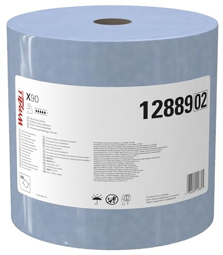 WypAll X90-Tücher 12889 – 1 Großrolle mit 450 blauen, 2-lagigen Tüchern