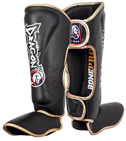DRAGON DO Muay Thai, Kickboxen und MMA Schienbeinschoner für Männer, Frauen, Kinder mit perfektem Sitz und idealer Polsterung und für weitere Kampfsportarten (S/M)