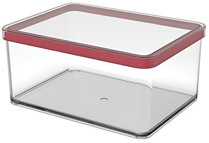 Rotho Loft Scatola Rettangolare con Coperchio e Guarnizione, Plastica (SAN) senza BPA, Trasparente/Rosso, 2.25 L, 20.0 x 15.0 x 9.6 cm