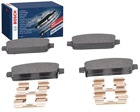 Bosch BP1357 - Auto Bremsbeläge hinten - Bosch-Qualität - für leises Bremsen mit wenig Staub - ECE-R90 zertifiziert - kupferfrei - 1 Set mit 4 Bremsbelägen - Mit Zubehör