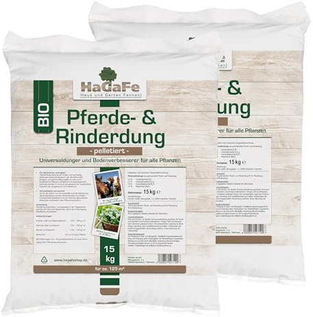 HaGaFe Pferdedung Pferdemist Rinderdung Kuhmist Universaldünger Dünger, 30kg (2x15)