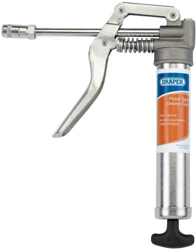 Draper 47810 4350 Psi Heavy Duty Pistol Type Mini Grease Gun with New Nipple and Grip, 130Cc , Blue