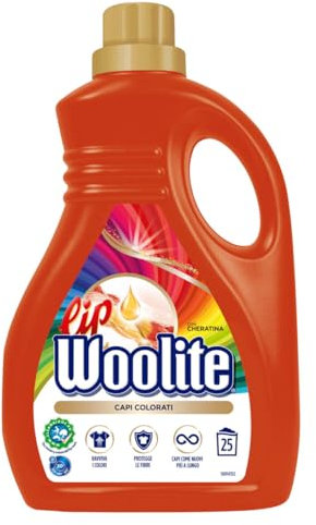 Lip Woolite Detersivo Lavatrice Capi Colorati 25 Lavaggi, 1 Flacone da 1500 ml di Detersivo Lavatrice Liquido Capi Colorati con Cheratina