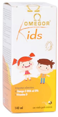 Omega 3 Niños OMEGOR Kids Liquido 3+ Años (140ml) - Omega3 Algas Marinas - Sabor Miel y Naranja - Vitaminas C y D para el Cansancio Mental y Concentratión para Niños