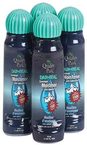 Quality Park Dab-N-Seal Envelope Moistener with Adhesive, 50ML Bottle, 4 Pack (46071)