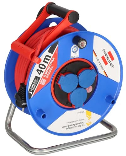 Brennenstuhl Garant Bretec IP44 kommersiell/byggarbetsplats kabeltrumma 40m (tillverkad av specialplast, för byggarbetsplatser och permanent utomhusbruk, Made in Germany) blå
