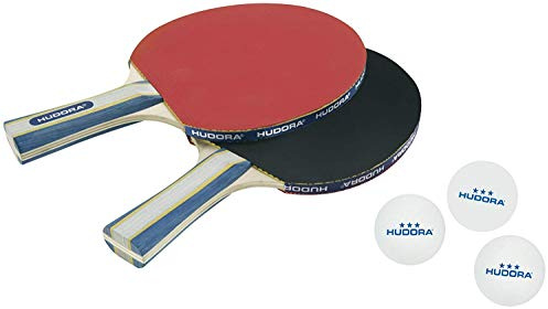 HUDORA Tischtennis-Set New Contest 2.0 2 Tischtennis-Schläger + 3 Tischtennis-Bälle - 76245 orange/ weiß 40 mm