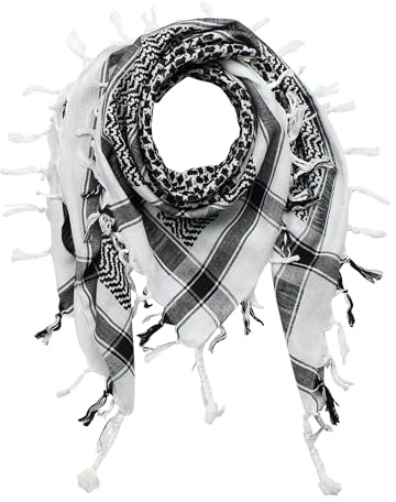 Freak Scene Kefiah - bianco - nero - 100x100 cm - Shemagh - Sciarpa Arafat Foulard kefiah palestinese 100% cotone
