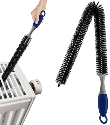 Knight Radiator Cleaner Brush | 75cm Long Reach Dust Removal Tool for Home & Office Radiators | Thin Long Bedndable, Non-Scratch Radiator Duster Brush for Lint & Appliances.