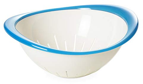 Omada Design Scolapasta in Plastica da 20,5 cm, Colapasta per Scolare Pasta, Verdure, Frutta, Lavabile in Lavastoviglie, Linea Trendy, Turchese/Bianco