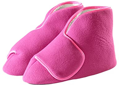 Silvert's Adaptive Clothing & Footwear Men’s & Women’s Extra Wide Soft Fleece Diabetic Bootie Slippers for Seniors - Fuschia XL