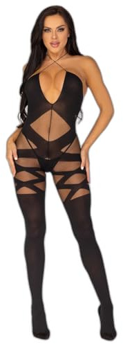 Leg Avenue 89152 - Illusion halter bodystocking, Einheitsgröße, Schwarz