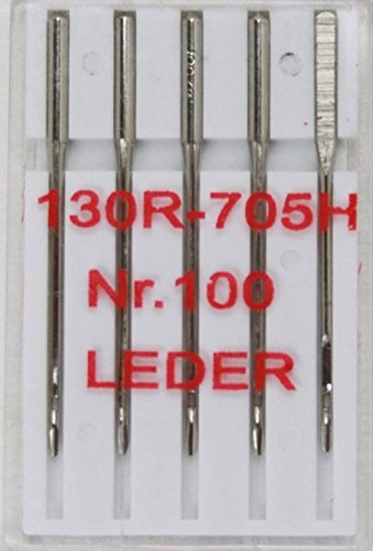Telliswelt 5 Nähmaschinennadeln Flachkolben für Leder Stärke 100 130/705 80-3 Ledernadel