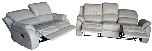 Mapo Möbel Voll-Leder Couch Relaxsofas Sofas Relaxsessel Fernsehsessel 5129-3+2-grau