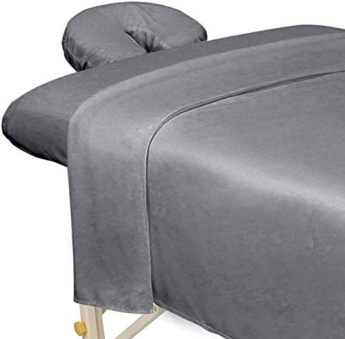 ForPro Ensemble de 3 draps de massage en microfibre de qualité supérieure, lavande, gris froid