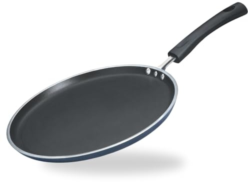 Vinod Zest Non-Stick Flat Dosa Tawa/Griddle, 10, Black