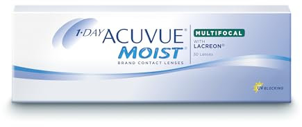 Acuvue 1-DAY ACUVUE MOIST MULTIFOCAL; Lenti a contatto giornaliere; Visione chiara e nitida sia da lontano che da vicino; Protezione UV;-6.50 diottrie; BC 8.4; DIA 14.30; ADD Medium; 30 lenti