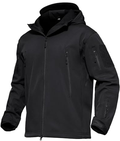 MAGCOMSEN Men's Jacket Tactical Performance Waterproof Softshell Jackets Fleece Lined Ski Snow Winter Windbreaker Black L