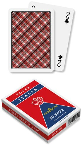 Dal Negro – Mazzo di Carte Poker Italia, in cartoncino duplex, 55 carte con Jolly, Retro Rosso, Made in Italy