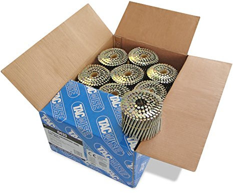 Tacwise 0433 Clous en Rouleau Extra Galvanisés à Tête Plate de Type 3,1 / 90 mm, Pointe en Diamant, Tige Annelée, Inclinés à 16°, Reliés en Fil, Lot de 4000