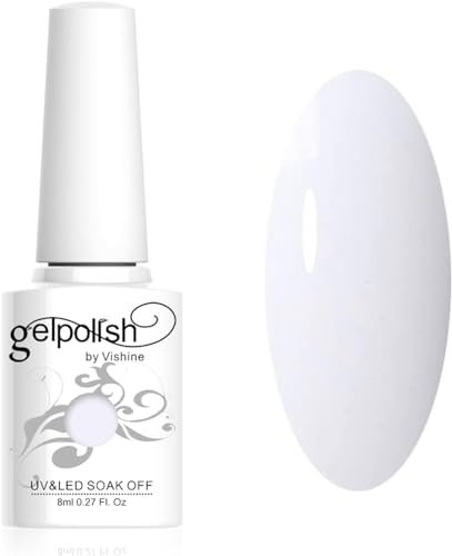 Vishine Smalto Semipermente per Unghie in Gel UV LED Smalti per Unghie Colori per Soak Off Manicure e Pedicure 8ml 1pzs - Bianco puro #1433
