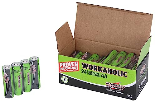 Interstate Batteries AA Alkaline Battery (24 Pack) All-Purpose 1.5V High Performance Batteries - Workaholic (DRY0070)