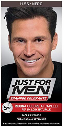 Just For Men Champú Colorante H55 - Negro, 1 unidad (paquete de 1)
