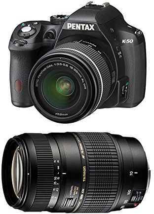 Pentax K-50 + 18-55 DAL WR + TAMRON 70-300 Di LD Kit d'appareil-Photo SLR 16.28MP CMOS 4928 x 3264pixels Noir - Appareils Photos numériques (16,28 MP, 4928 x 3264 Pixels, CMOS, Full HD, 590 g, Noir)