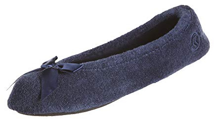ISOTONER - Chaussons Ballerines pour femme en tissu éponge classique - bleu - bleu marine,