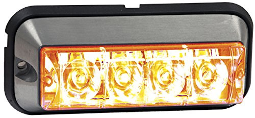 Buyers Products 8891004 5 Inch Amber Raised LED Strobe Warning Light, for Work Trucks & Trailers, Heavy‑Duty Aluminum Housing, IP67 Rated, SAE J595 Class 2, High Visibility, Wires Easily