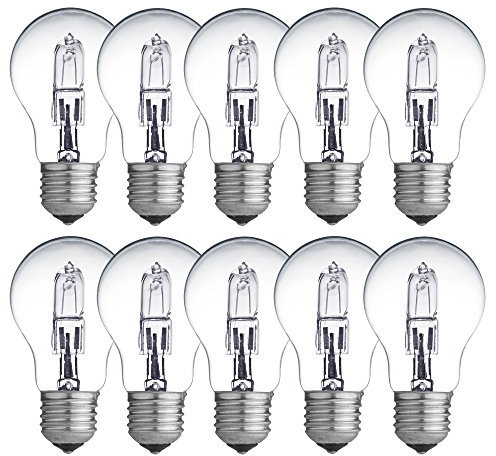 NCC-Licht 10 x Eco Leuchtmittel Birnenform A55 28W E27 warmweiß, dimmbar, Ersatz für Glühbirne 34W