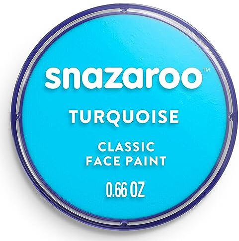 Snazaroo 1118488 Schminkfarbe - Türkis, 18ml Topf - hautfreundliche Gesichtschminke auf Wasserbasis, wasservermalbar, parabenfrei, Face & Bodypaint Farbe für Kinder & Erwachsene