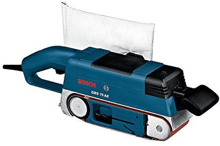 Bosch Professional Bandschleifer GBS 75 AE (750 Watt, inkl. Gewebeschleifband, Staubsack, Grafitplatte)
