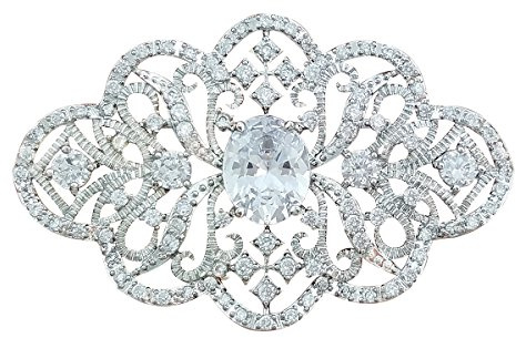 QUKE Glänzende österreichische Cubic Zirkonia Kristall Braut Brosche Pin für Frauen und Mädchen Bräute Hochzeit Brosche Pin