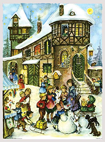 Nostalgischer Adventskalender/Weihnachtskalender mit Bildern Glimmer für Kinder und Erwachsene Freude im Schnee