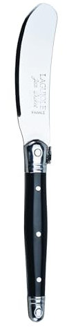 Jean Dubost Laguiole Mini Spreader, Black Handle - Rust-Resistant Stainless Steel - Made in France
