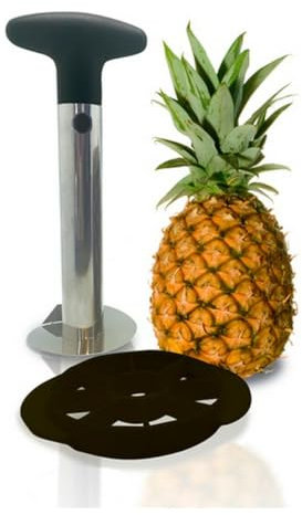 Nerthus FIH 096 - Corta piñas de Acero Inoxidable, Pela, Deshuesa y Corta rodajas la piña en cuestión de segundos