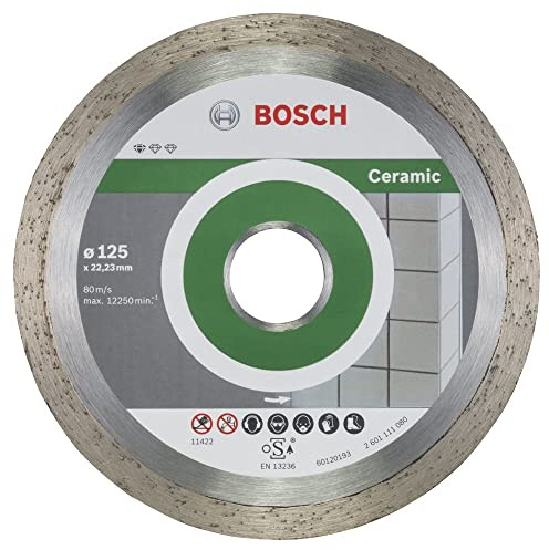 Bosch 10x Diamanttrennscheibe Standard for Ceramic (für Stein, Keramik, Fliesen, Marmor, Ø 125 x 22,23 x 1,6 x 7 mm, Zubehör für Winkelschleifer)