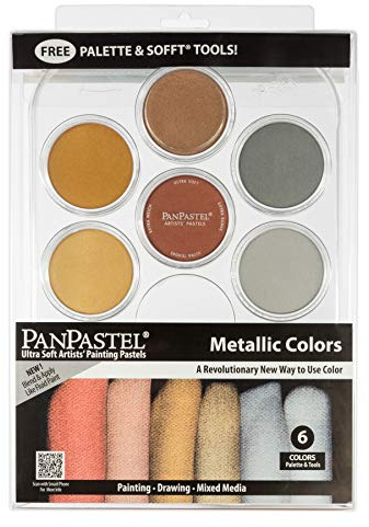 PanPastel Artist Pastels by GOLDEN, Metallic Colors Set, 6 Color, Professional Artist Pastels, Unique Pan Format (cake-like)