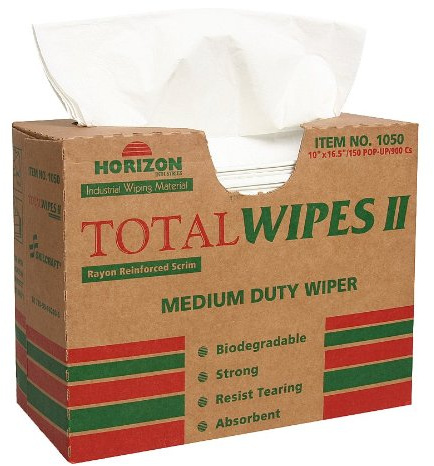 Horizon Industries 4-Ply Tissue Wipes II, 10 x 16.5, 150 Sheets per Box, 6 Boxes per Case