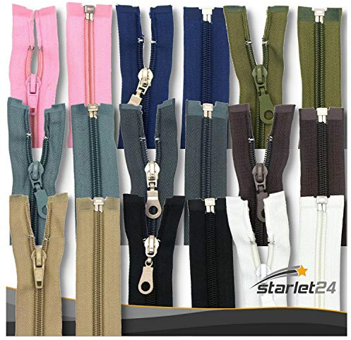 Starlet24® Reißverschluss Nylon-Spirale 6 mm teilbar, Plastikreißverschlüsse Nylon Spiral-Zähne für Jacken & Taschen - Grau 80 cm