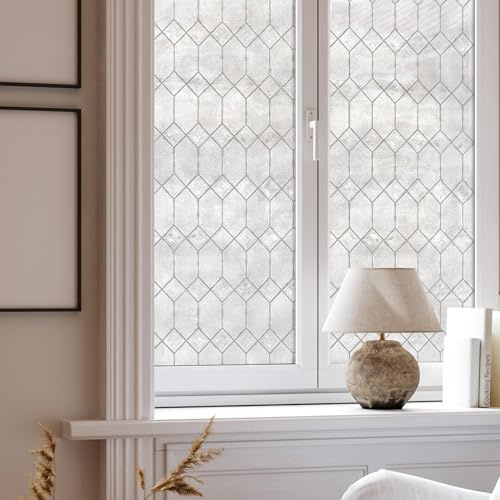 Artscape Old English | Sichtschutz-Fensterfolie mit Strukturiertem Bleiglasmuster | Nicht klebend & UV-Schutz | Einfach anzubringen & abnehmbar | 61 x 91 cm
