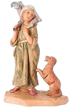 Fontanini by Roman Inc., Ethan The Shepherd, 5 Shepherd Collection, Nativity Figure and Accessories, Hand Sculpted and Painted