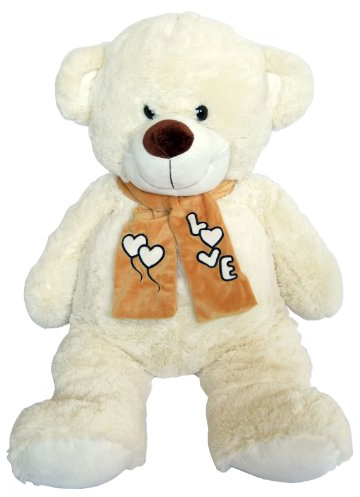 Wagner 9005 - XXL Plüschbär Teddy Bär mit Schal - 100 cm groß - weiß - Teddybär Kuschelbär