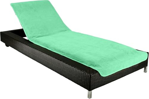 Brandsseller Housse de Protection pour Chaise Longue 75x200 cm – Serviette en Tissu éponge 100% Coton – Lavable, antidérapante, certifiée Öko-Tex 100 – Menthe