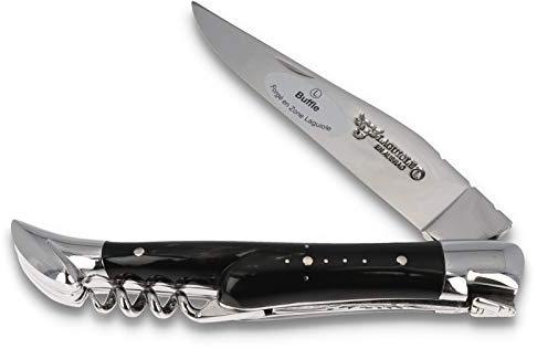 Laguiole en Aubrac Taschenmesser L0311BUIS 11 cm, Korkenzieher, Backen glänzend, Griff Büffelhorn